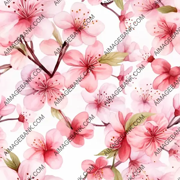 Cherry Blossom Harmony: Watercolor Patterns