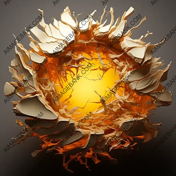 Dynamic Yellow Ball Burst with Rough Texture