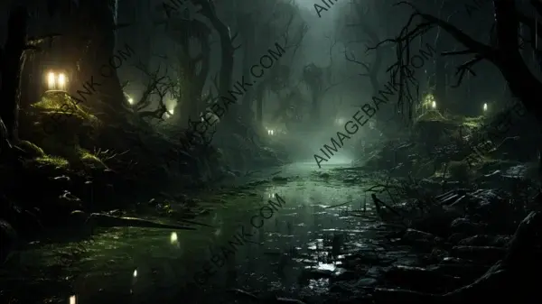 Nocturnal Serenity: Misty Swamp Wallpaper