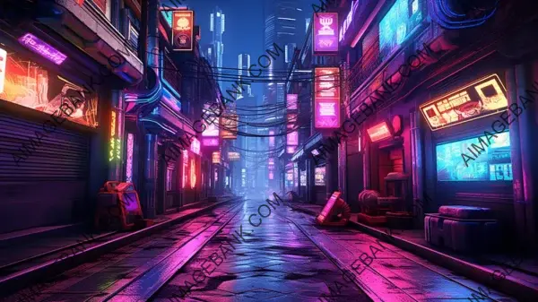 Dystopian Cyberpunk Streets: Wallpaper