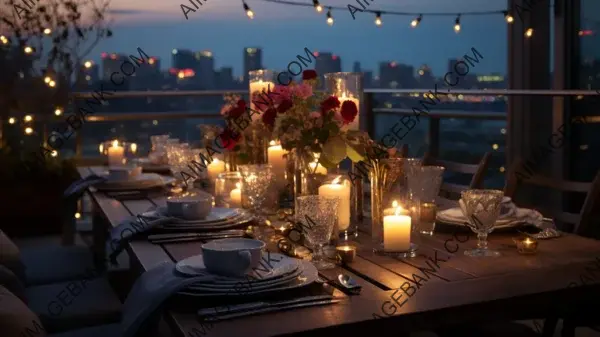 Romantic Rooftop Dinner &#8211; Candlelit Ambiance Wallpaper