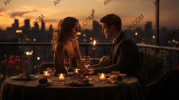 Captivating Dinner Scene &#8211; Romantic Rooftop Wallpaper