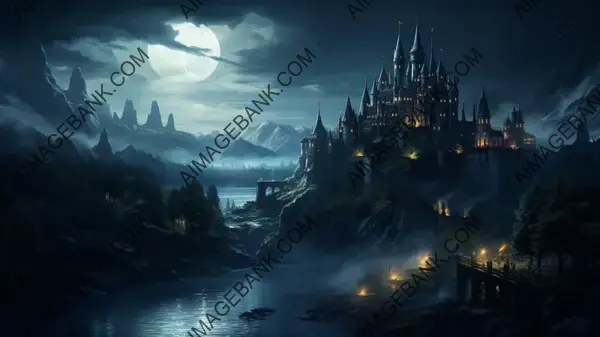 Abstract Wallpaper: Moonlit Castle Magic