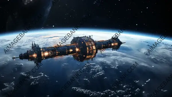 Futuristic Station Orbit Scene: Wallpaper