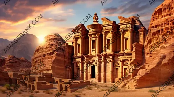 Capturing Petra at Dawn: Ancient City Wallpaper