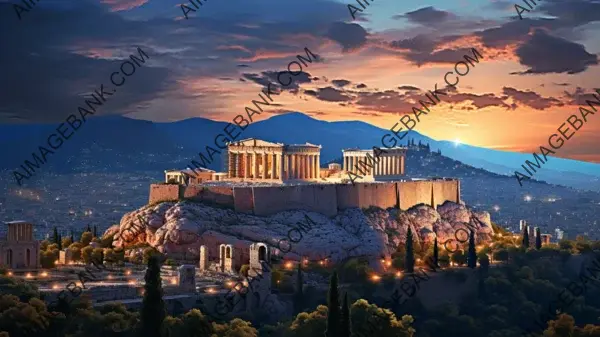 Dusk&#8217;s beauty captured at the Acropolis in wallpaper