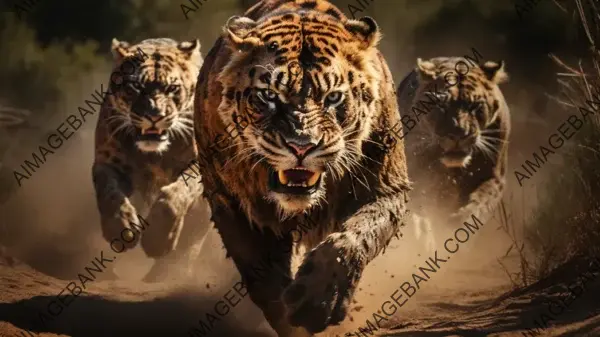 African Wildlife Chase Capture Wallpaper: Thrilling Pursuit