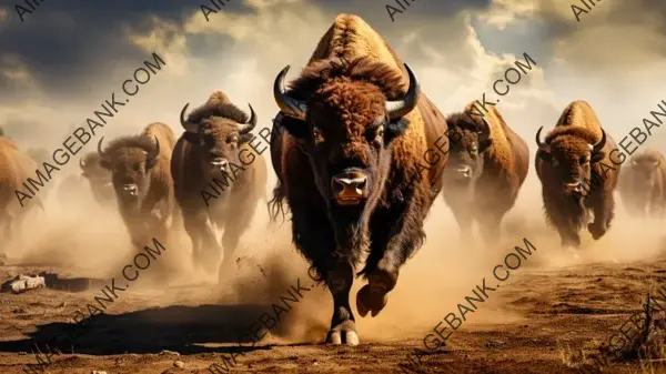 Dramatic Bison Herd Stampede Captured in Wallpaper: Bison Thunder