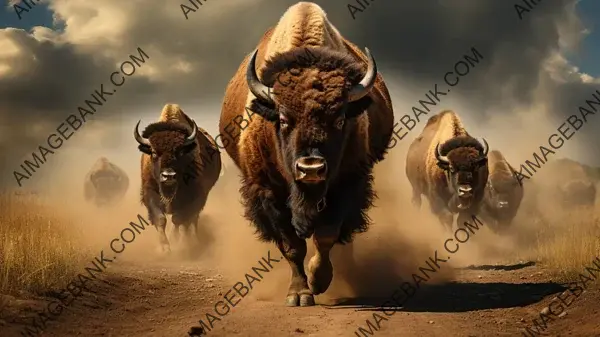 Thundering Bison Herd Stampede Wallpaper: Wild Beauty