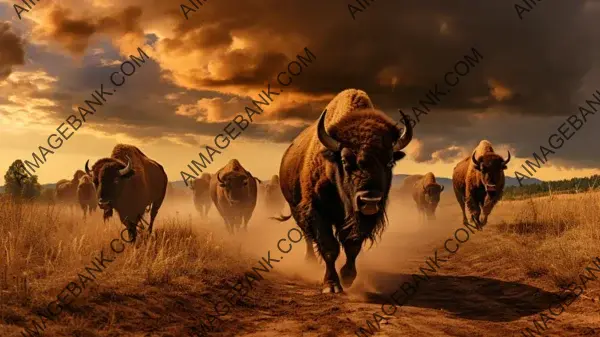 Captivating Bison Herd Stampede Wallpaper: Wild Charge