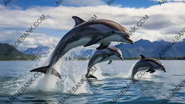 Dolphin Spectacle in Aerial Display Capture Wallpaper: Marine Elegance