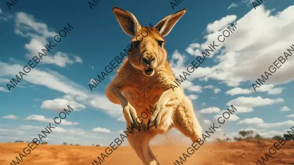 Marsupial Elegance in Kangaroo Bounding Wallpaper: Wildlife Acrobatics