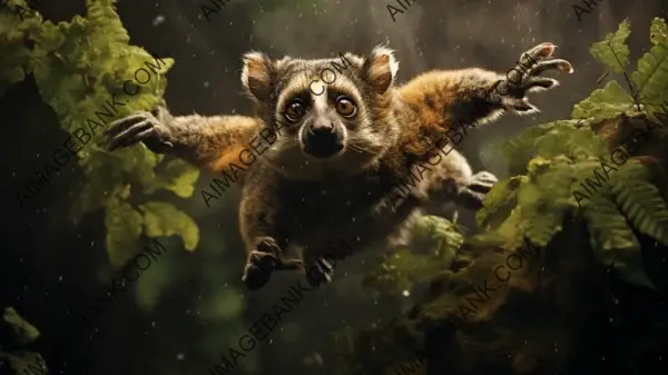 Capturing Leaping Gracefully in Lemur Leap Wallpaper: Primate Acrobatics