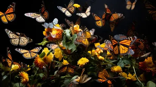 Butterfly Spectacle in Monarch Migration Wallpaper: Aerial Wonders