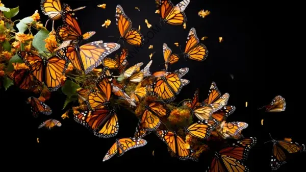 Colorful Journey in Monarch Butterfly Wallpaper: Insect Marvels