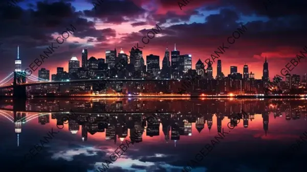 Bright Lights in Vibrant Nighttime Cityscape Wallpaper: Urban Elegance
