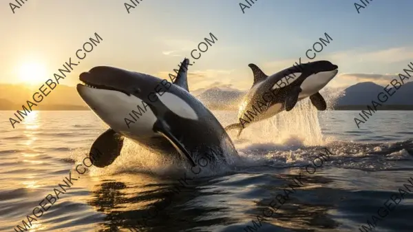 Pod of Orcas Leaping in Ocean Wallpaper: Majestic Marine Life