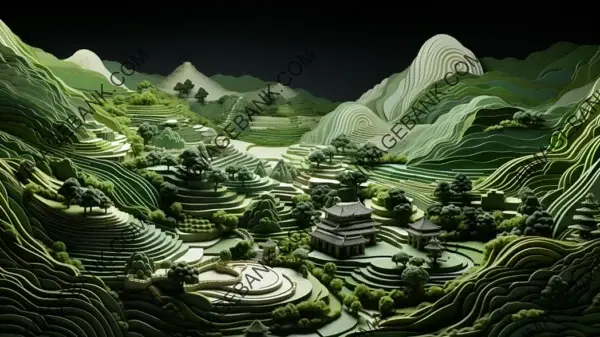 Intricate Mosaic of Rice Terraces Wallpaper: Farming Artistry