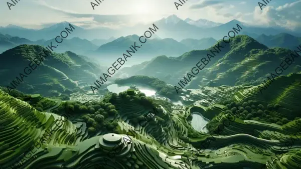 Terraced Beauty in Mosaic Fields Wallpaper: Green Marvel