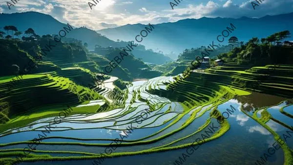 Green Marvel in Rice Terrace Mosaic Wallpaper: Asian Agriculture