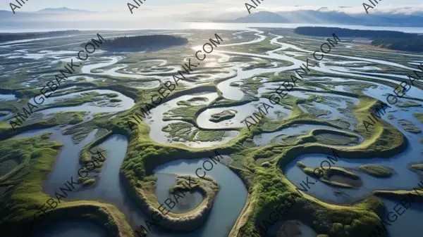 Delta Beauty in Aerial View Wallpaper: Water and Land