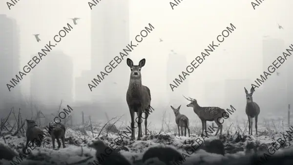 Cityscape Majesty in Surprising Urban Jungle Wildlife Wallpaper: Unexpected Beauty