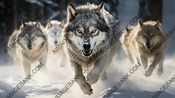 Coordinated Wolf Pack Hunt: Wolf Photograph Wallpaper