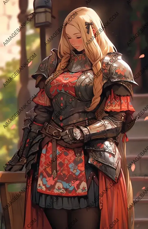 Stunning paladin in armored dress, a fantasy masterpiece.