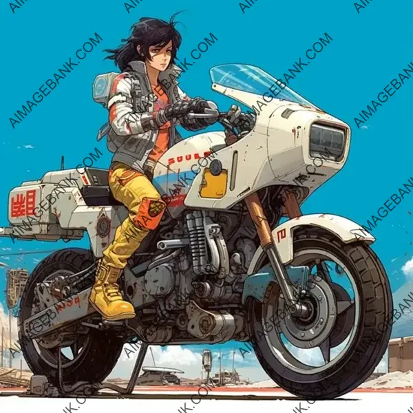 Relive the 80s with a Full Angle Manga Motorcycle in Parked Style