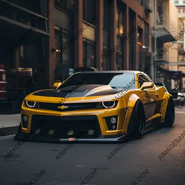 Immerse yourself in the world of muscle cars with this wide body Camaro and its imposing stance.