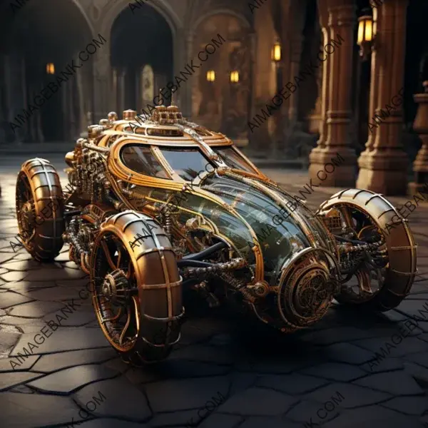 Steampunk Art: Biomechanical Vehicle with Intricate Detail