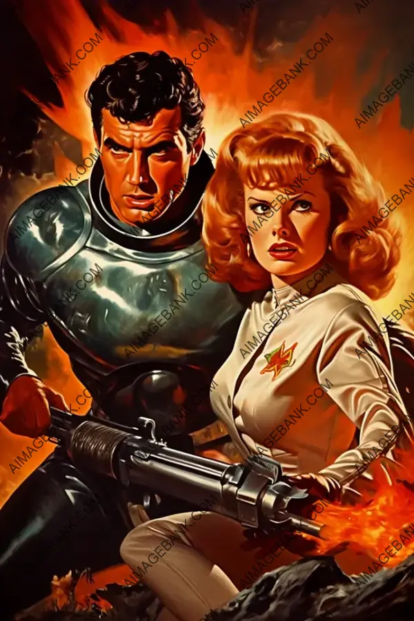 Timeless Sci-Fi Art: Handsome Man in 1940s Retro Style