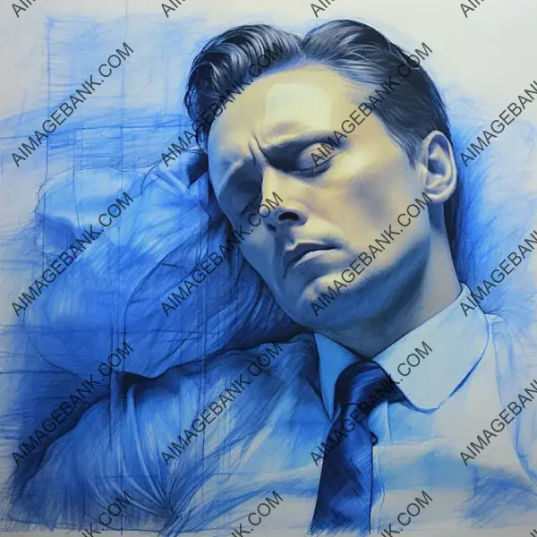 Unique Ballpoint Sketch: Christopher Walken in Blue Crosshatching