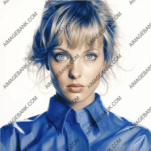 Unique Ballpoint Sketch: Uma Thurman as Beatrix Kiddo in Blue