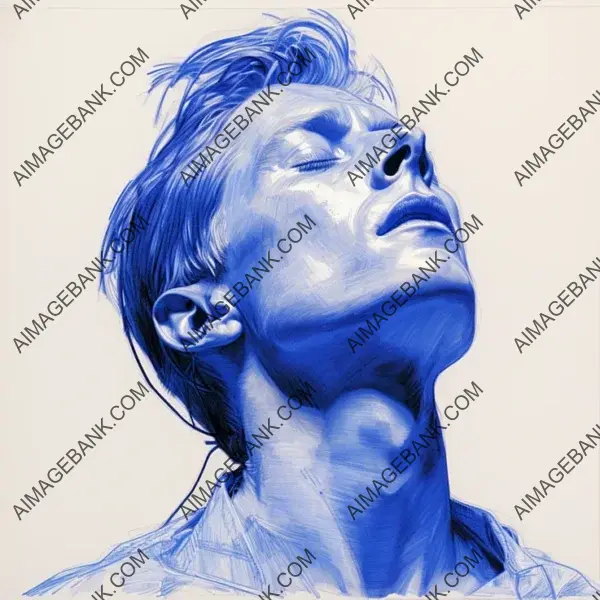 Ballpoint Sketch: David Bowie in Artistic Blue Crosshatching