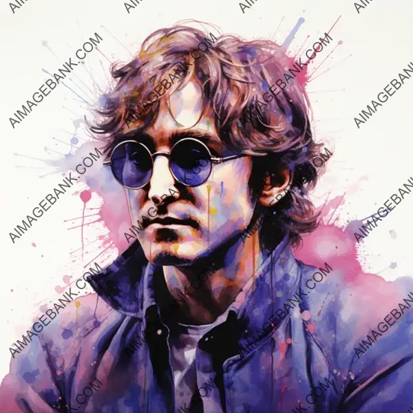 Captivating Ballpoint Sketch of John Lennon in Blue