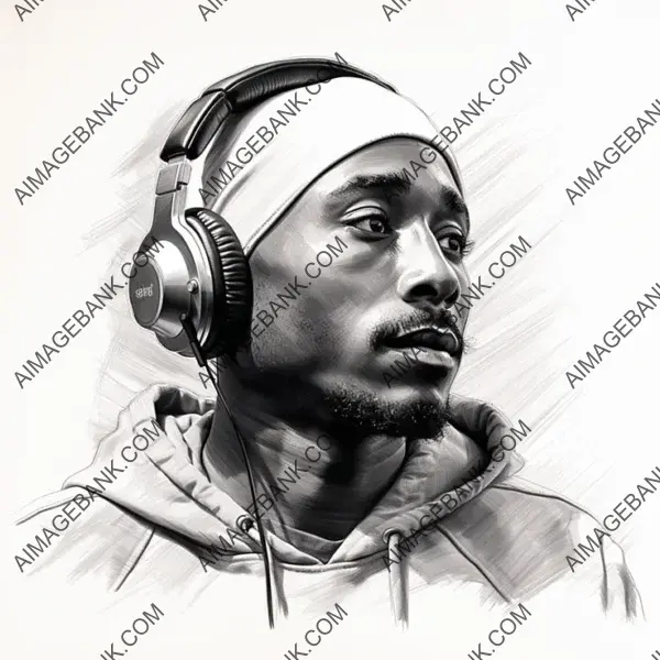 Tupac Shakur Wearing: Half-Finished Pencil Sketch in Progress