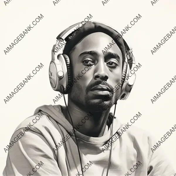 Tupac Shakur&#8217;s Iconic Look: Half-Finished Pencil Sketch