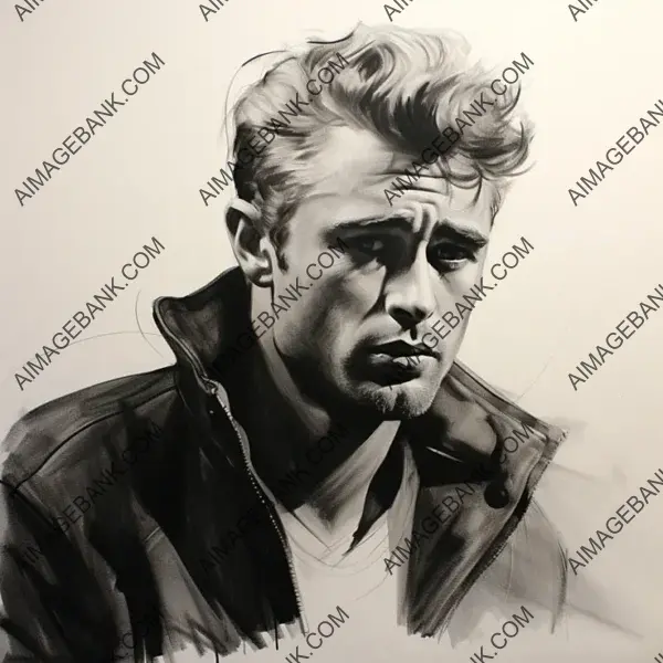 James Dean&#8217;s Half-Finished Face Sketch: Art in Progress