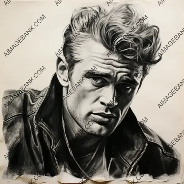 Creative Art: Half-Finished Face Sketch of James Dean