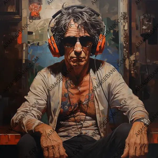 Keith Richards Wearing Wireless Headphones: Artwork in Progress