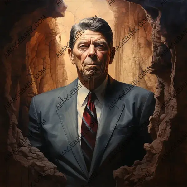 President Ronald Reagan Style: Captured in Trompe l&#8217;Oeil Painting