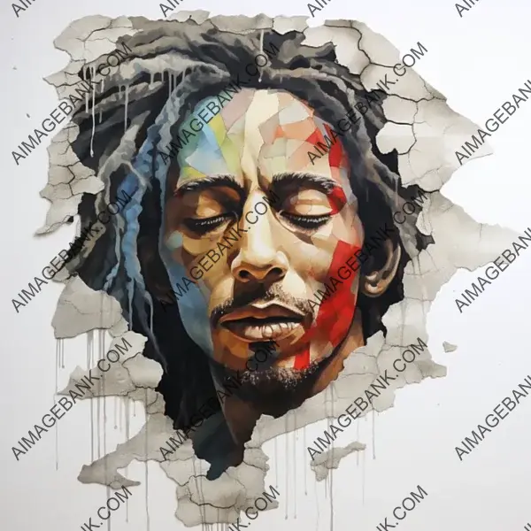 Trompe l&#8217;Oeil Watercolor Painting: Bob Marley&#8217;s Musical Legacy