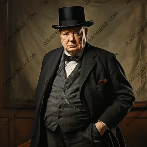 Winston Churchill Style: Captured in Trompe l&#8217;Oeil Painting