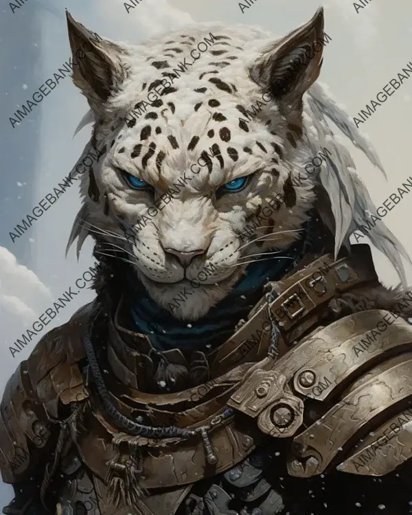 Armored Khajiit Warrior with Snow Leopard Fur &#8211; Digital Painting