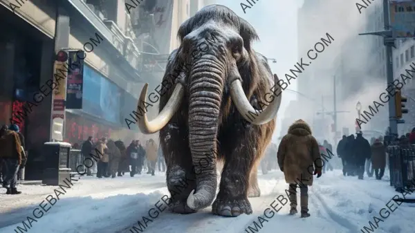 Majestic Realistic Woolly Mammoth Strides