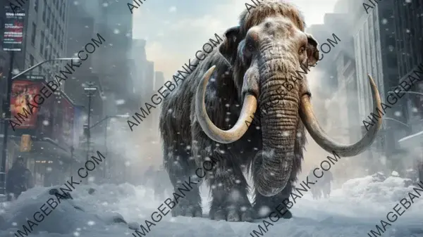 Lifelike Woolly Mammoth Roaming