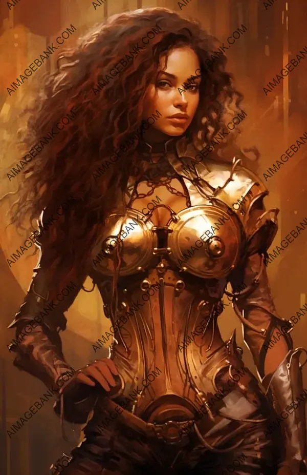 Beautiful Woman in Paladin Armored Dress: Fantasy Art