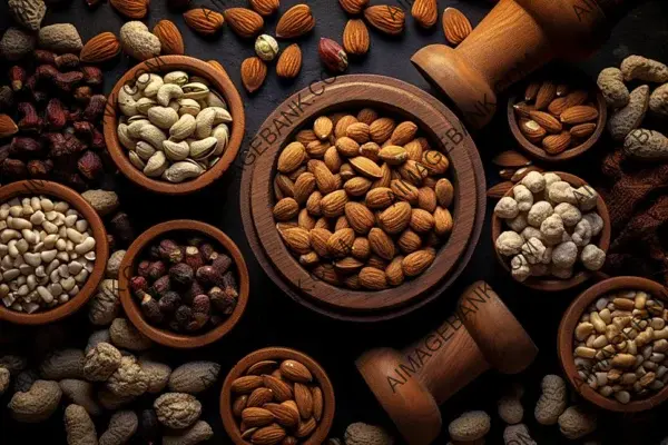 Nut Selection: Overhead View of Mixed Nuts