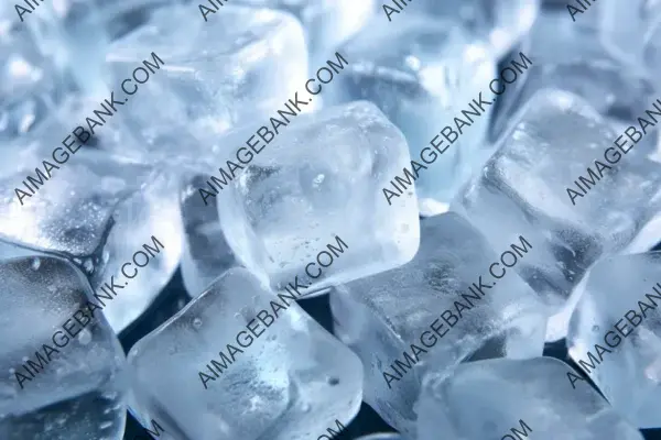 Icy Elegance: Close-Up of Glistening Ice Cubes